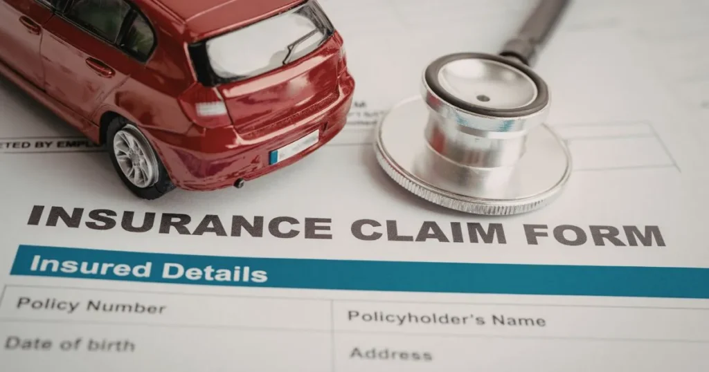 Insurance claim form for a personal injury