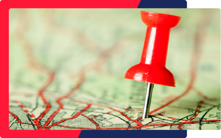 A map with a pin in it