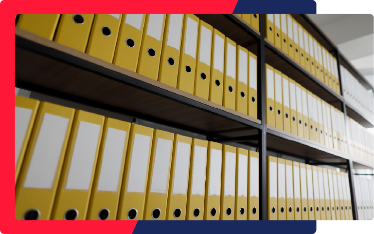 A well organized shelf of files